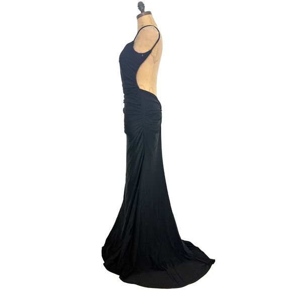 LA FEMME Style #28287 Open Back Gown 8 Black Evening Dress Sexy Prom Formal B54 - Picture 4 of 8